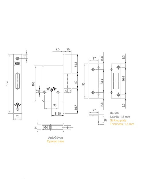 Purchase and price of Kali code 157F single tongue lock